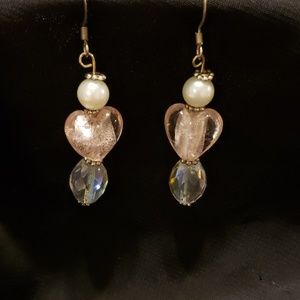 Gorgeous Heart Drops with Faceted Crystals